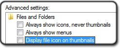 Disable overlay icons in Folder and search options