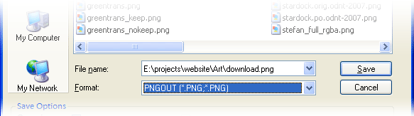 PNGOUT file type in Save As dialog box
